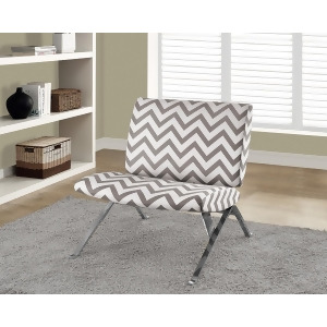 Monarch Specialties Dark Taupe Chevron Fabric Chrome Metal Accent Chair I 8137 - All