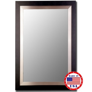 Hitchcock Butterfield Satin Black And Stainless Flat Framed Wall Mirror - All