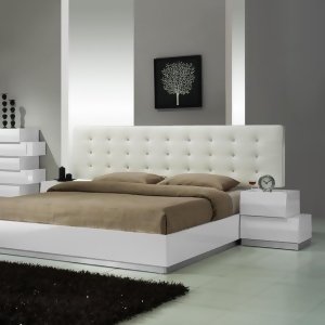 J M Furniture Milan 3 Piece Platform Bedroom Set in White Lacquer - All