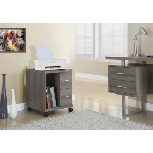 Monarch Specialties Dark Taupe Reclaimed-Look 2 Drawer Computer Stand On Castors - All