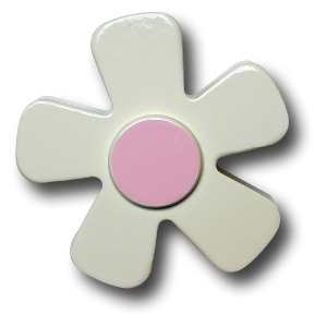 One World Pastel Daisy Pink with Chocolate Center Wooden Drawer Pulls Set of 2 - All