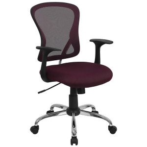 Flash Furniture Mid-Back Burgundy Mesh Office Chair w/ Chrome Finished Base H- - All