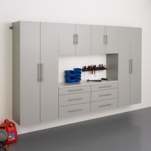 Prepac HangUps Garage 120 Inch Storage Cabinet Set I Six Piece in Gray - All