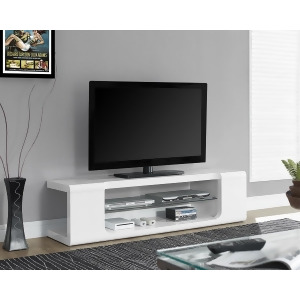 Monarch Specialties High Glossy White Tv Console With Tempered Glass I 3535 - All
