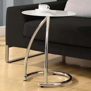 Monarch Specialties 3003 Round Frosted Glass Top Accent Table in Chrome - All