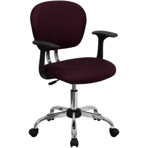 Flash Furniture Mid-Back Burgundy Mesh Task Chair w/ Arms Chrome Base H-2376 - All
