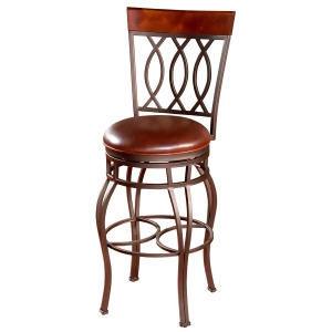 American Heritage Bella Stool in Pepper w/ Bourbon Leather - All