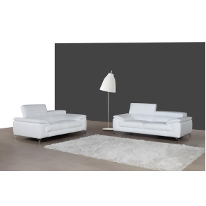 J M A973 Italian Leather Loveseat In White - All