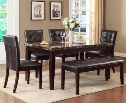 Homelegance Teague 6 Piece Faux Marble Dining Room Set in Espresso 