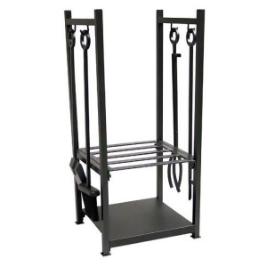 Uniflame W-1052 Black Wrought Iron Log Rack with Tools - All