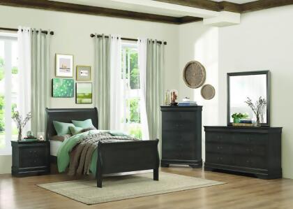 Homelegance Mayville 4 Piece Sleigh Bedroom Set in Stained Grey 