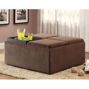 Homelegance 468Cp Cocktail Ottoman w/ Casters in Chocolate Textured Plush Microf - All