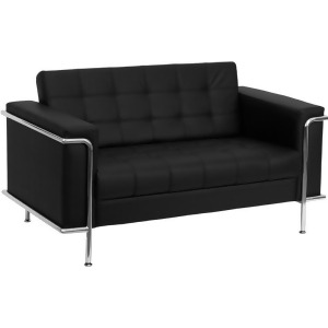 Flash Furniture Hercules Lesley Series Contemporary Black Leather Loveseat w/ En - All