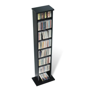 Prepac Black Slim Multimedia Storage Tower Holds 160 CDs - All