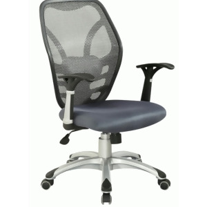 Chintaly Mesh Seat Back Pneumatic Office Chair In Grey - All