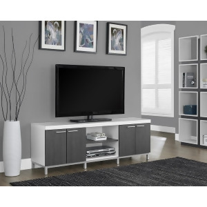 Monarch Specialties White Grey Hollow-Core Tv Console I 2591 - All