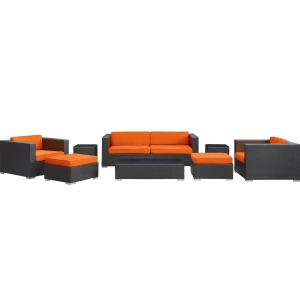Modway Venice 8 Piece Sofa Set in Espresso Orange - All