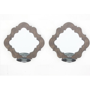 Teton Home Wood Candle Holder With Mirror Set Of Two Wd-041 Set of 2 - All