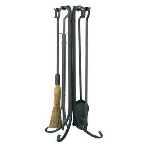 Uniflame F-1181 5 Piece Olde World Iron Fireset with Crook Handles - All