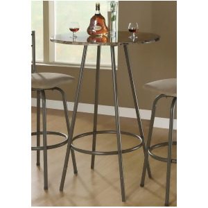 Monarch Specialties 2310 Round Marble Top Bar Table in Cappuccino - All