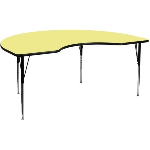 Flash Furniture 48 x 96 Kidney Shaped Activity Table w/ Yellow Thermal Fused Lam - All