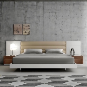 J M Furniture Lisbon 3 Piece Platform Bedroom Set in White Walnut - All