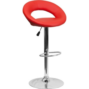 Flash Furniture Contemporary Red Vinyl Rounded Back Adjustable Height Bar Stool - All
