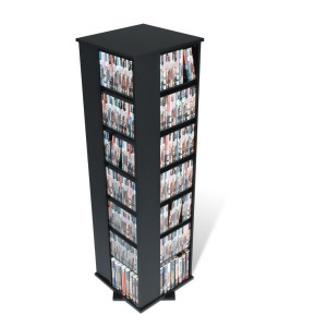 Prepac Black Four Sided Spinner / Multimedia Storage Tower Holds 1060 CDs - All