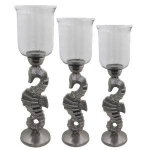 Entrada En14231 3 Piece Hammered Glass Candle Holder Seahorse - All