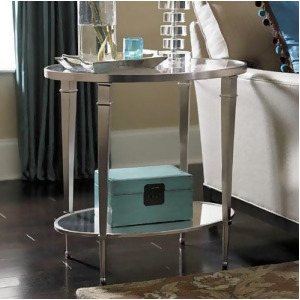 Hammary Mallory Oval Glass Top End Table in Satin Nickel - All