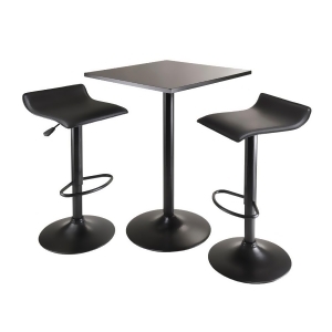 Winsome Wood Obsidian 3 Piece Square Counter Height Dining Set w/ Airlift Stools - All