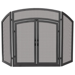 Uniflame Single Panel Black Wrought Iron Arch Top Screen - All
