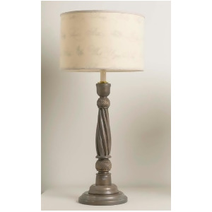 Yessica's Collection Distressed Swirl Column Lamp On Round Base With Script Drum - All