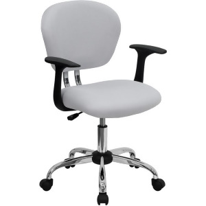 Flash Furniture Mid-Back White Mesh Task Chair w/ Arms Chrome Base H-2376-f- - All