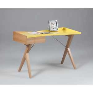 Chintaly Modern Office Desk With 1 Drawer In Solid Birch And Ash Veneer - All