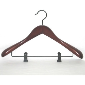 Proman Products Taurus Wide Shoulder Suit Hanger w/ Clips in Mahogany - All