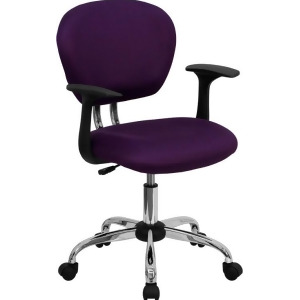 Flash Furniture Mid-Back Purple Mesh Task Chair w/ Arms Chrome Base H-2376-f - All