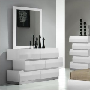 J M Furniture Milan Dresser Mirror in White Lacquer - All