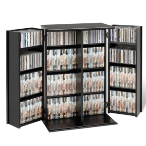 Prepac Black Small Deluxe Multimedia Storage Cabinet with Lock - All