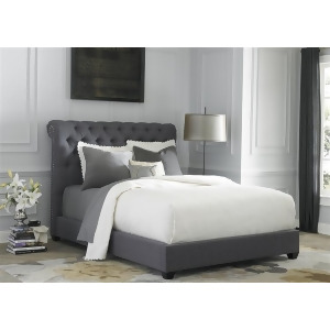 Liberty Furniture Upholstered Sleigh Bed in Dark Gray Linen Fabric - All