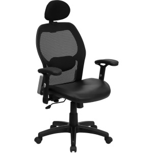 Flash Furniture High Back Super Mesh Office Chair w/ Black Italian Leather Seat - All