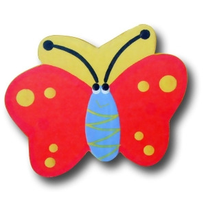 One World Butterfly Red and Yellow Back Wooden Drawer Pulls Set of 2 - All