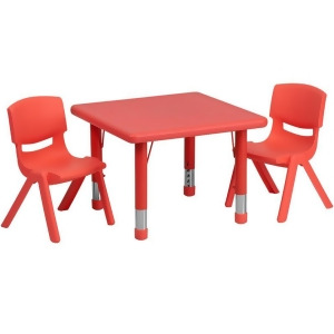 Flash Furniture 24 Inch Square Adjustable Red Plastic Activity Table Set w/ 2 Sc - All