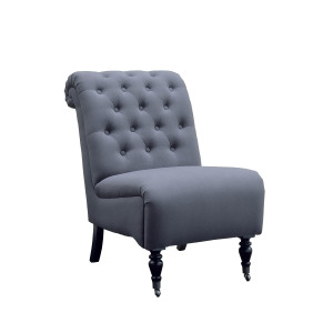 Cora Charcoal Roll Back Tufted Chair - All