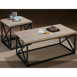 Jofran 172 3 Piece X-Side Coffee Table Set w/ Ash Veneer Top Grey Metal Base - All