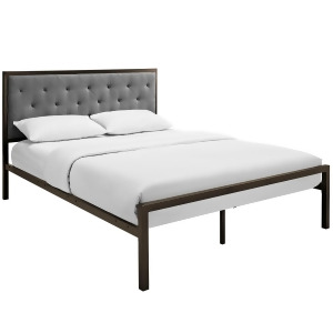 Modway Mia Fabric Bed Frame In Brown And Gray - All