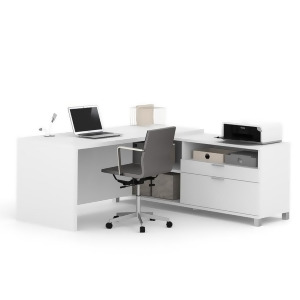 Bestar Pro-Linea L-desk In White - All