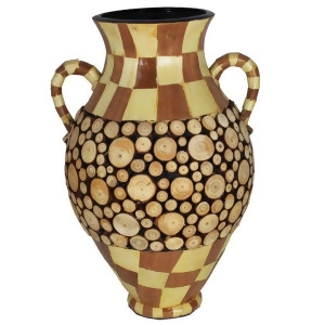 Entrada En30335 Wood Encrusted Ceramic Vase Set of 2 - All