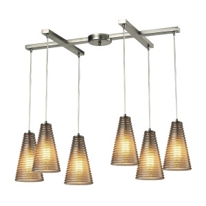 Elk Lighting Ribbed Glass Collection 6 Light Chandelier In Satin Nickel 10333/ - All