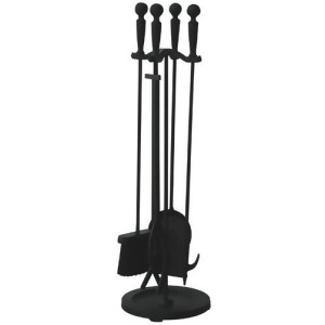 Uniflame F-1583b 5 Piece Black Finish Fireset with Ball Handles - All